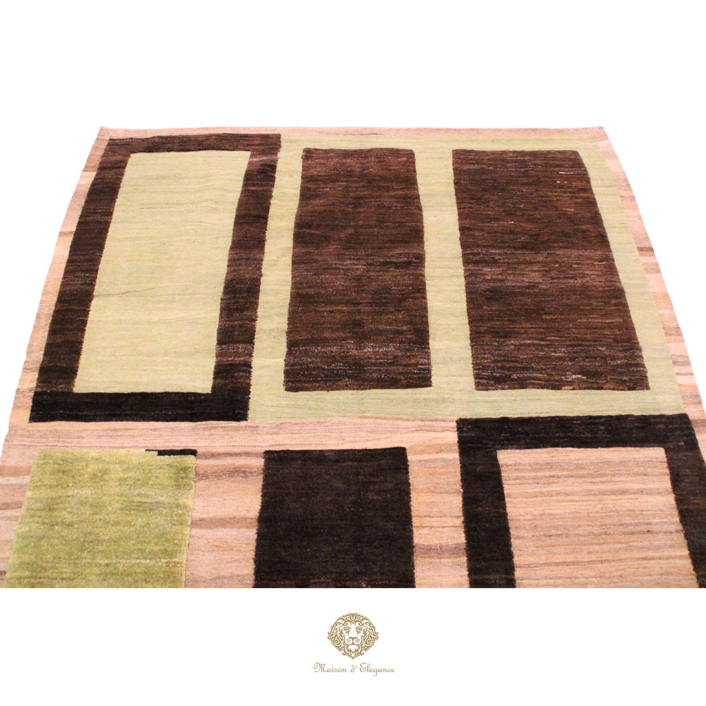 Alfombra Kilim Moderna Lana Natural Diseños Geométricos Tinte Vegetal 255 x 211 cm