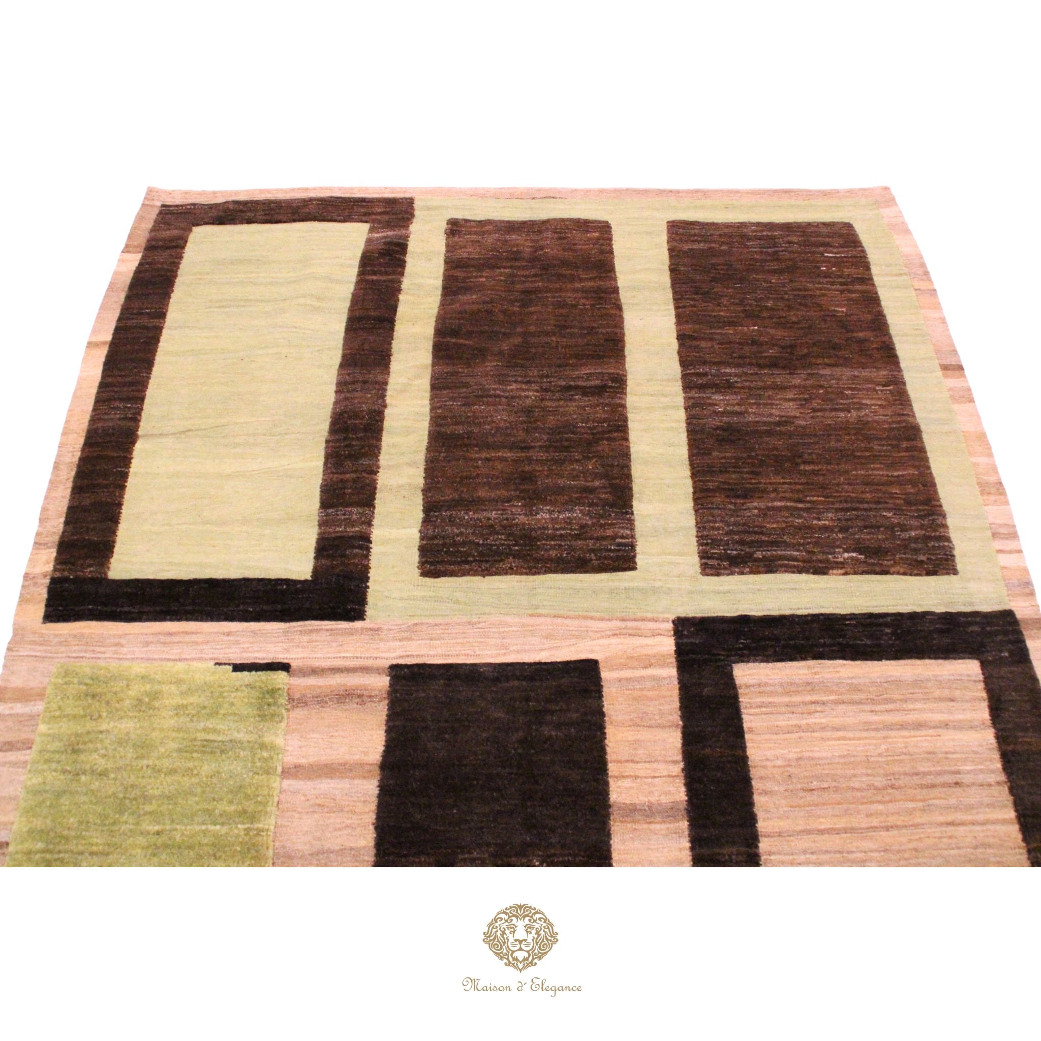 Alfombra Kilim Moderna Lana Natural Diseños Geométricos Tinte Vegetal 255 x 211 cm