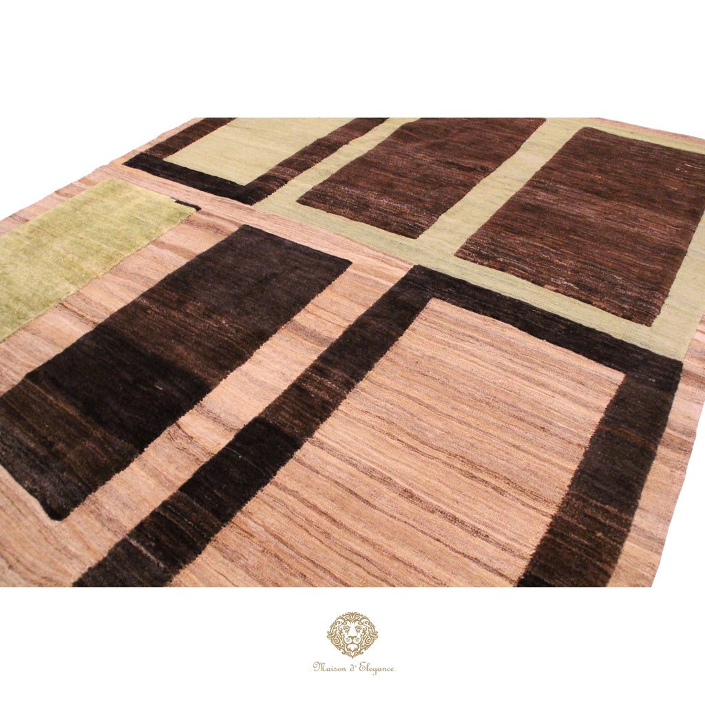 Alfombra Kilim Moderna Lana Natural Diseños Geométricos Tinte Vegetal 255 x 211 cm