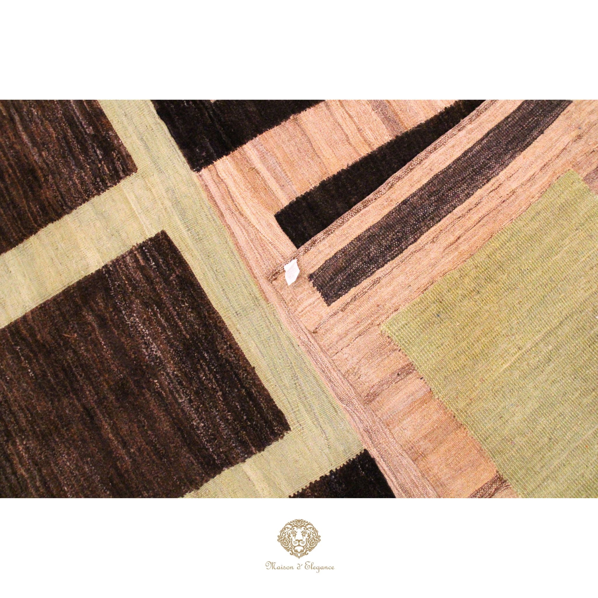 Alfombra Kilim Moderna Lana Natural Diseños Geométricos Tinte Vegetal 255 x 211 cm