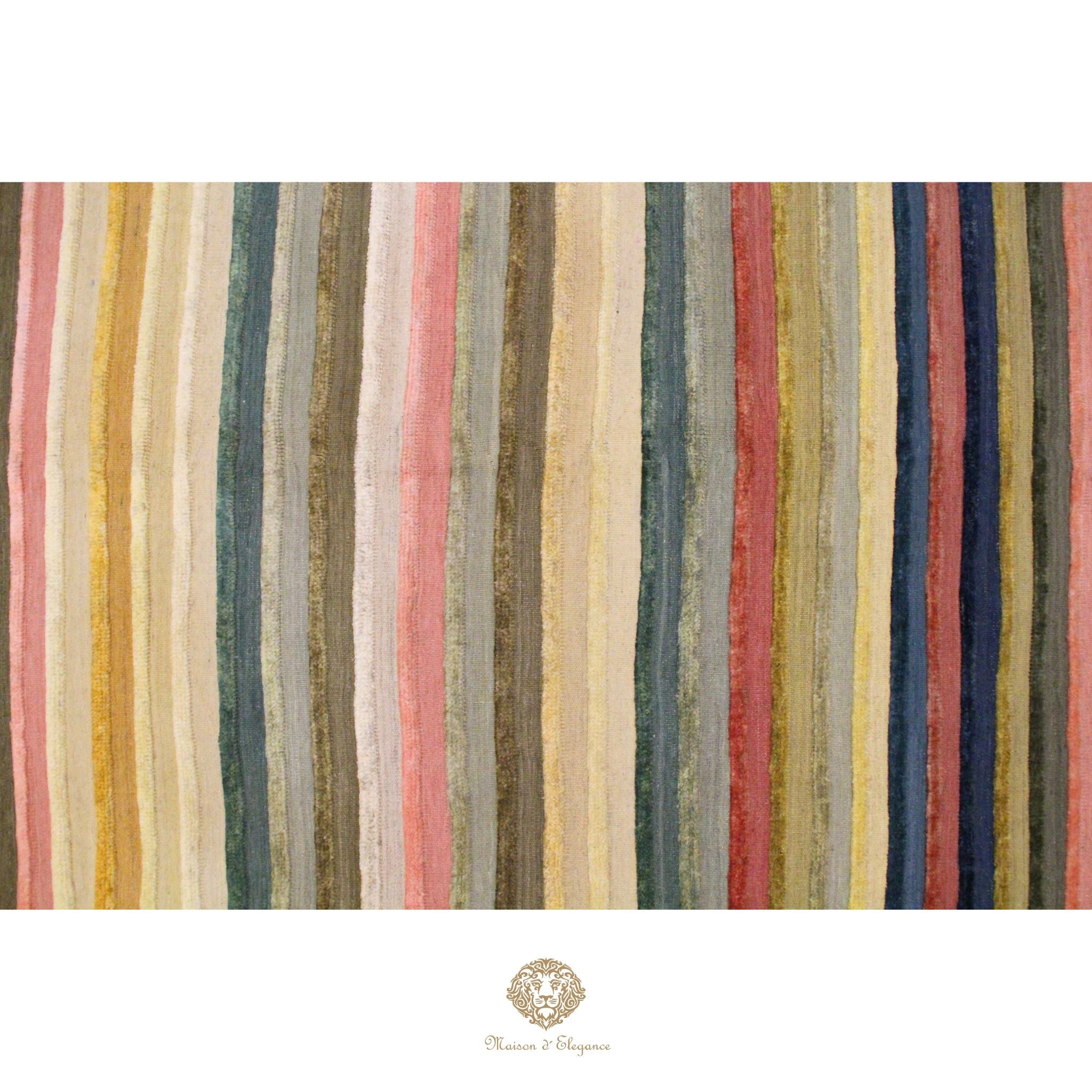 Alfombra Multicolor a rayas Lana Natural Tonos Cálidos | 201 x 152 cm