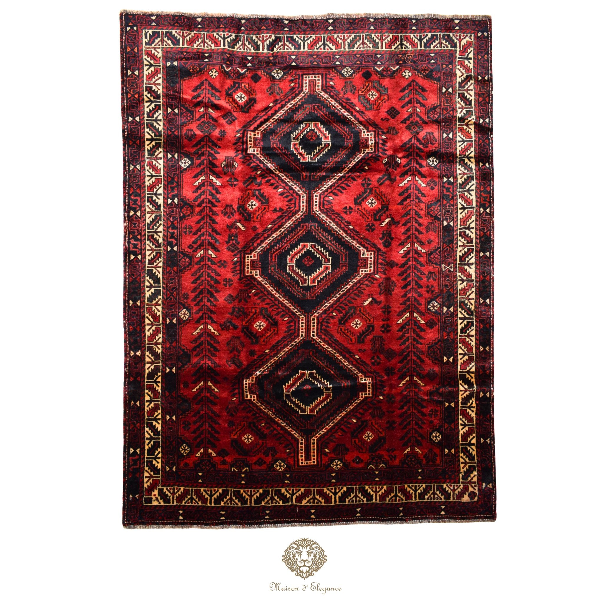 Alfombra Shiraz Geométrica de Lana - Colores Vibrantes 276 x 203 cm