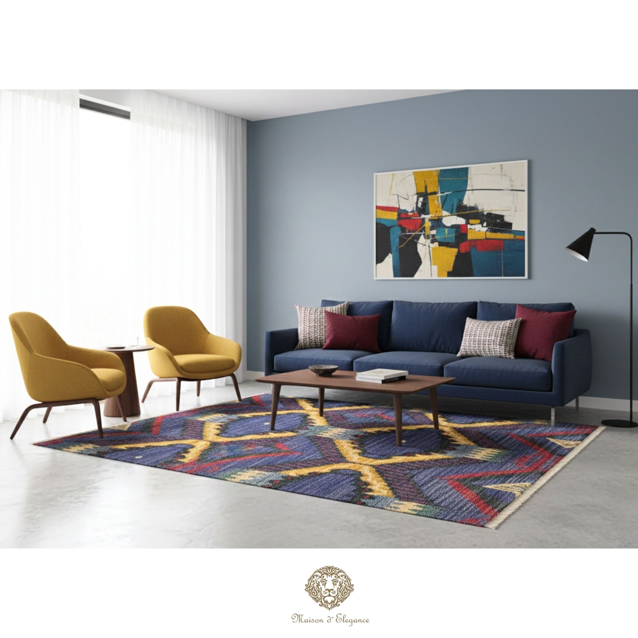 Alfombra Moderna Ikat Lana Natural - Diseño Contemporáneo 195 x 124 cm