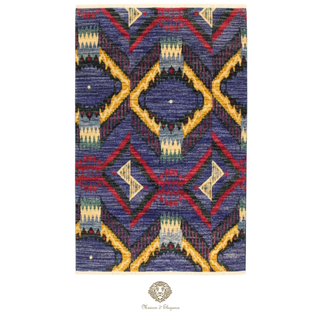 Alfombra Moderna Ikat Lana Natural - Diseño Contemporáneo 195 x 124 cm