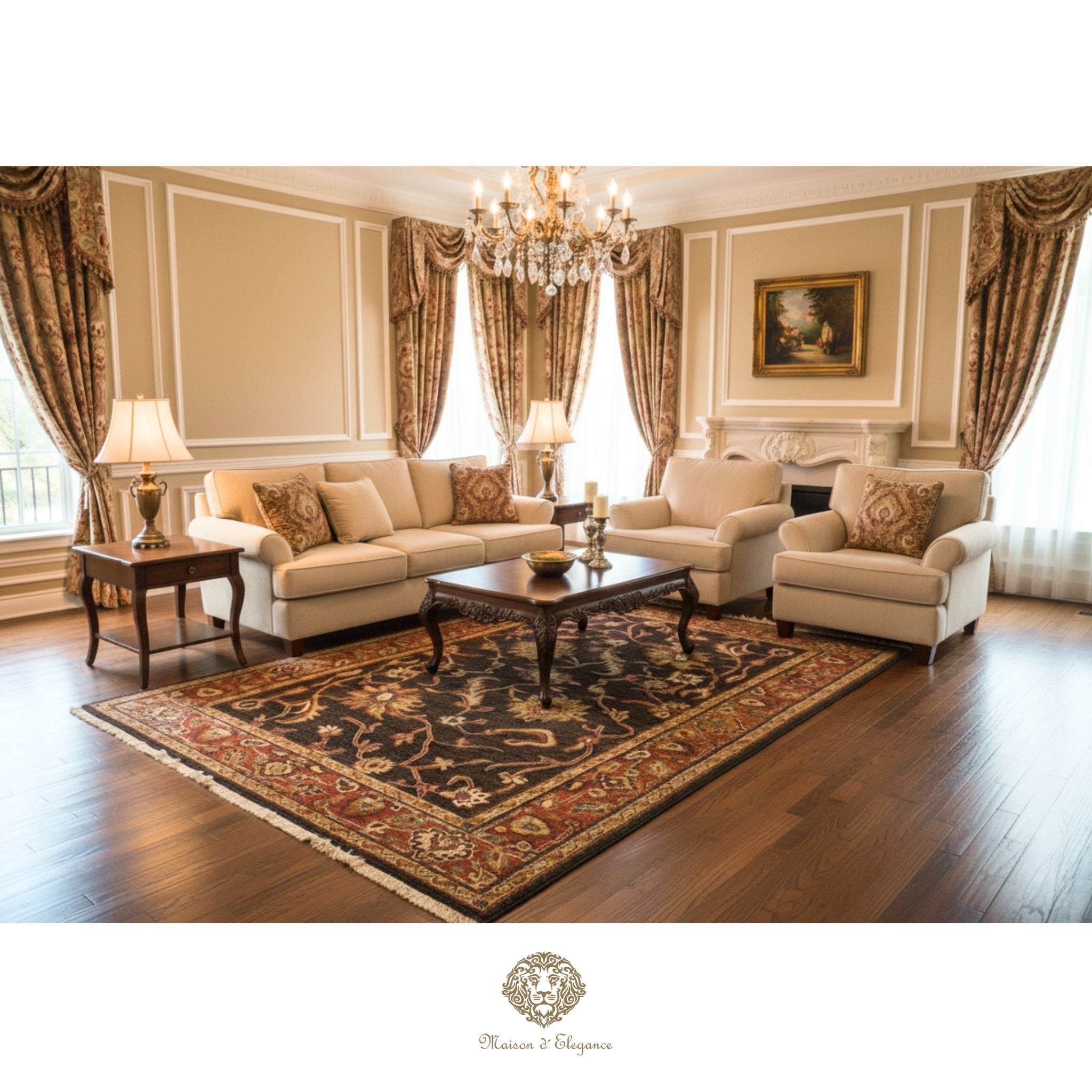 Alfombra Hindú Mahal Floral Lana - Hecha a Mano 287 x 178 cm