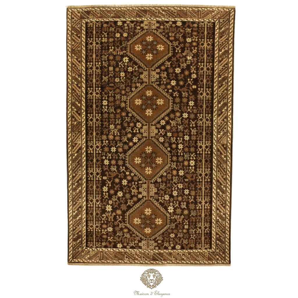 Alfombra Shiraz Color Tierra Rombos Lana Persa 281 x 160 cm