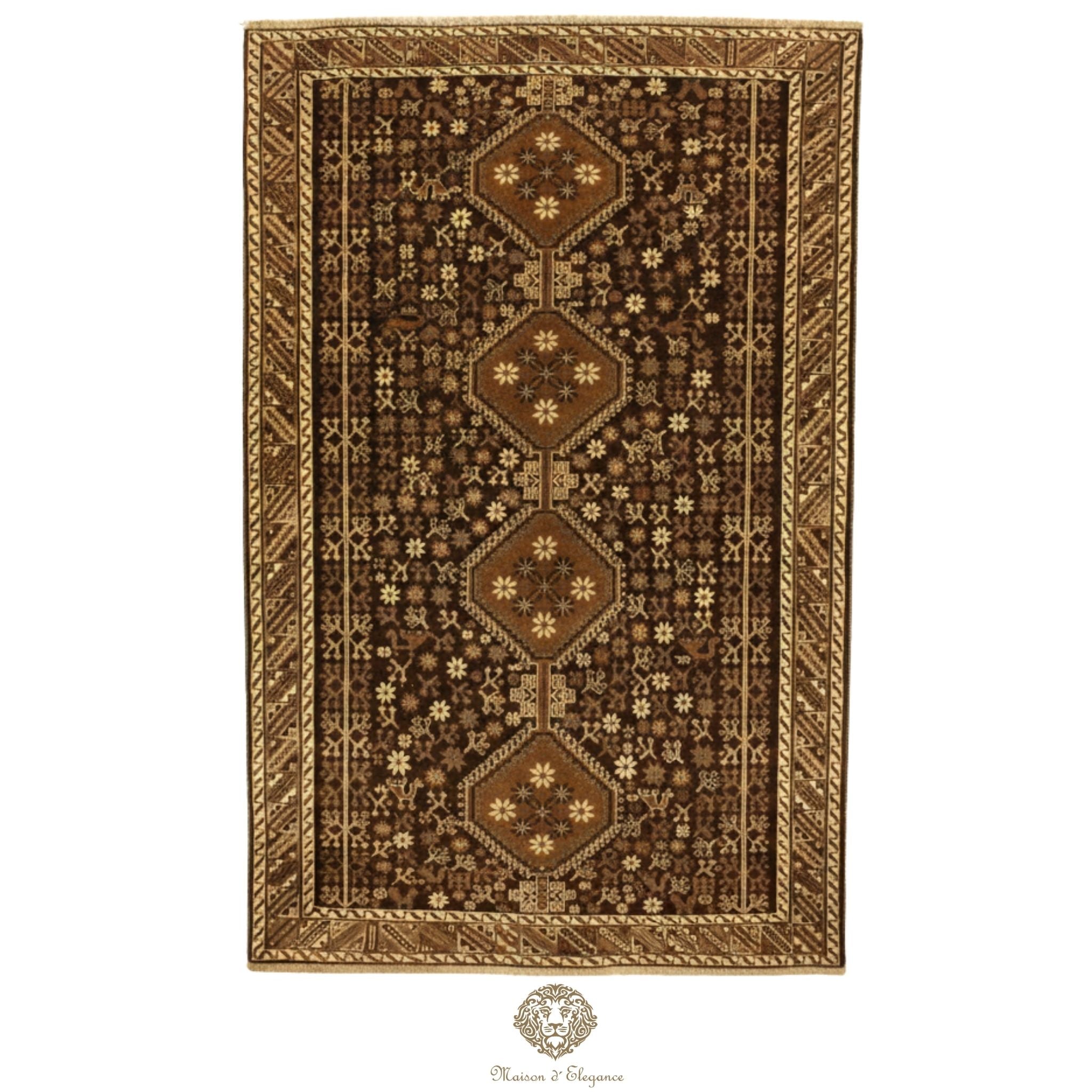 Alfombra Shiraz Color Tierra Rombos Lana Persa 281 x 160 cm