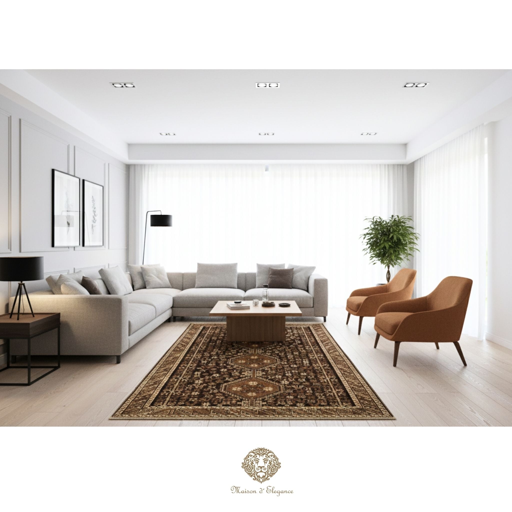 Alfombra Shiraz Color Tierra Rombos Lana Persa 281 x 160 cm