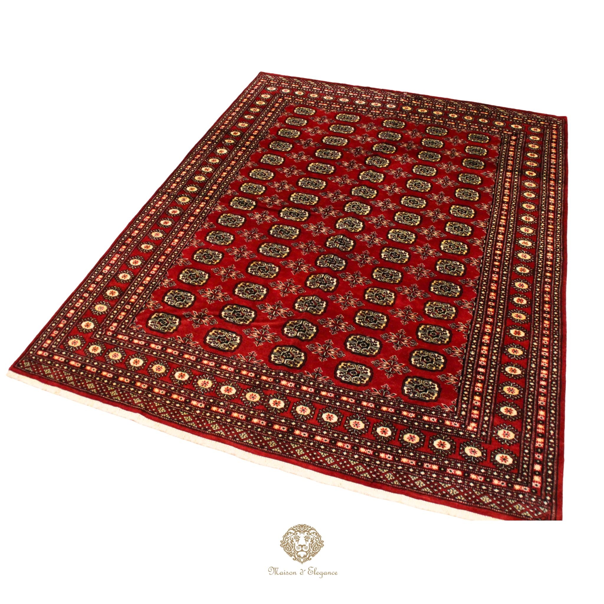 Alfombra Bukhara Lana Pata de Elefante Bordó Tradicional 258 x 199 cm