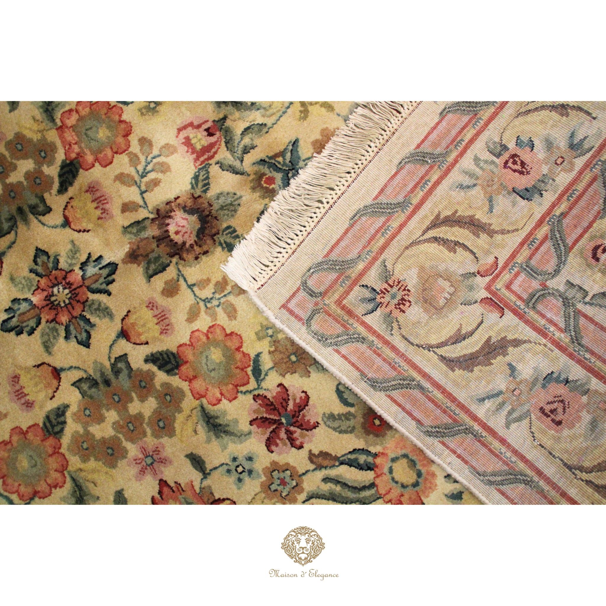 Alfombra Savonnerie Lana Diseño Floral Francés Hecha a Mano 264 x 170 cm