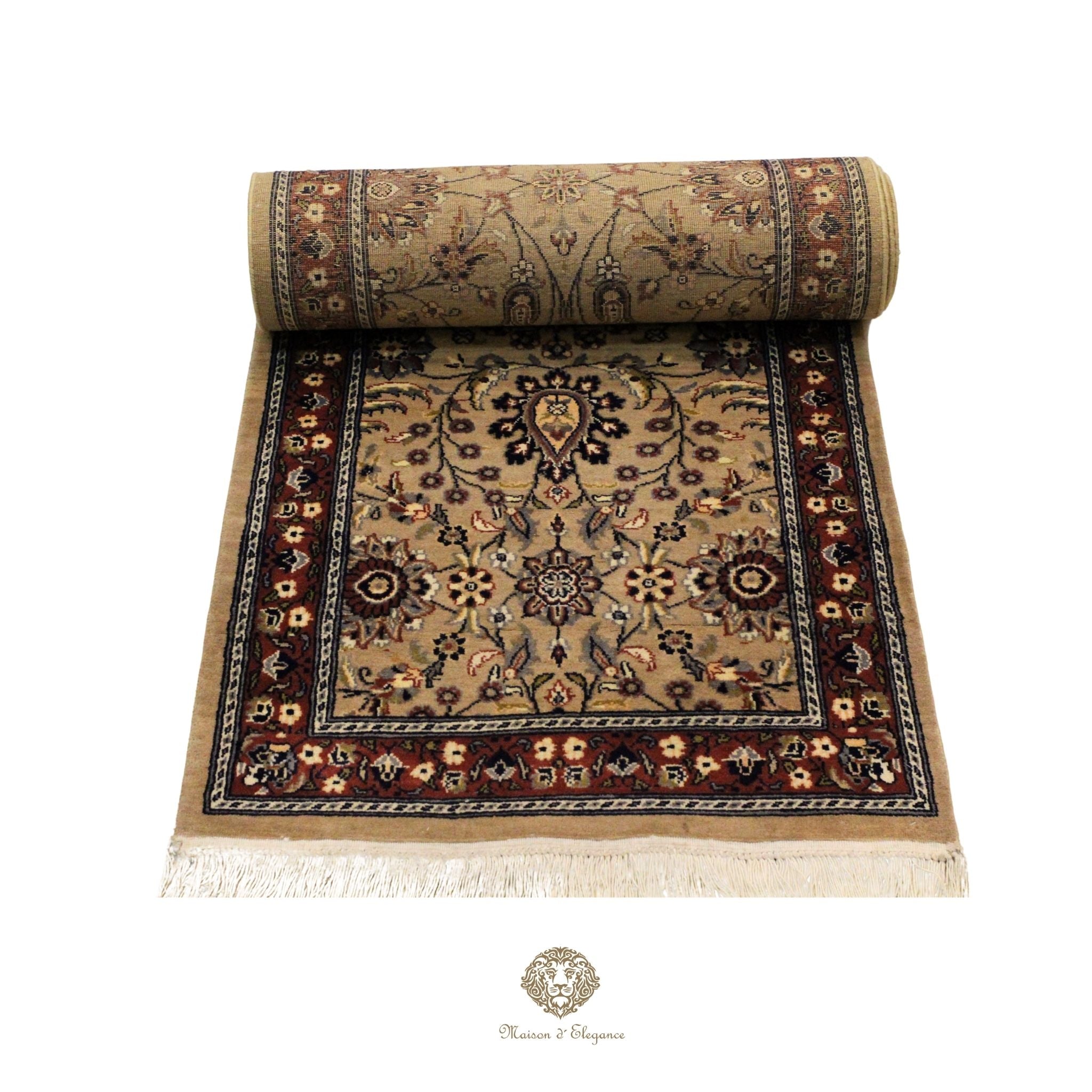 Caminero Oriental Tradicional Lana Pura - Alfombra Artesanal 404 x 75 cm