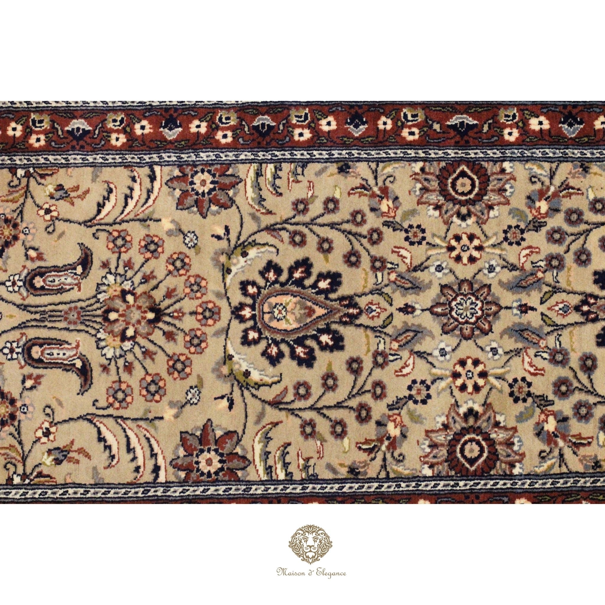 Caminero Oriental Tradicional Lana Pura - Alfombra Artesanal 404 x 75 cm