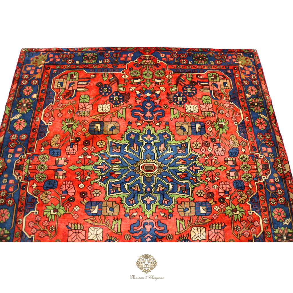 Alfombra Hamedan Cuadrada Medallón Central Lana Persa 206 x 198 cm