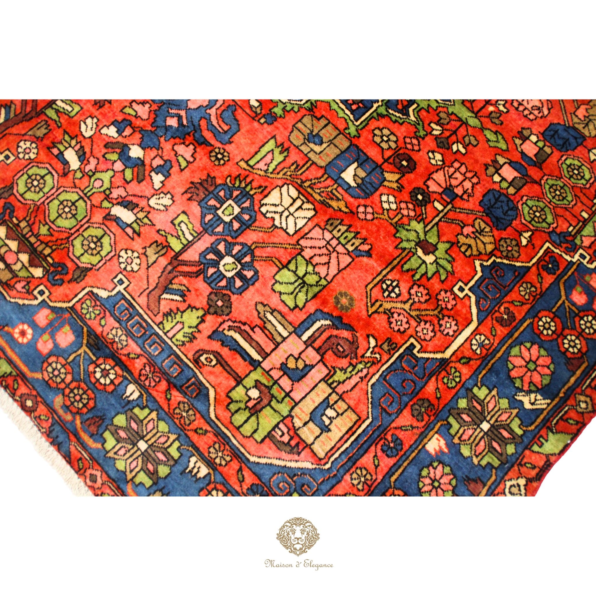 Alfombra Hamedan Cuadrada Medallón Central Lana Persa 206 x 198 cm