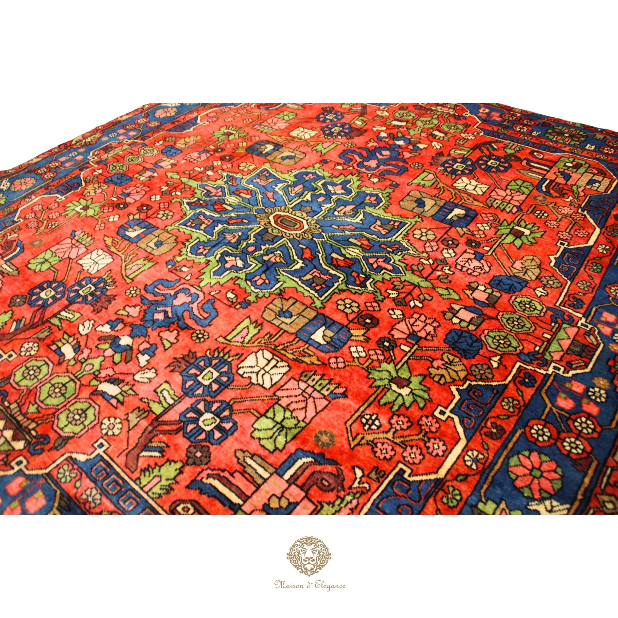 Alfombra Hamedan Cuadrada Medallón Central Lana Persa 206 x 198 cm