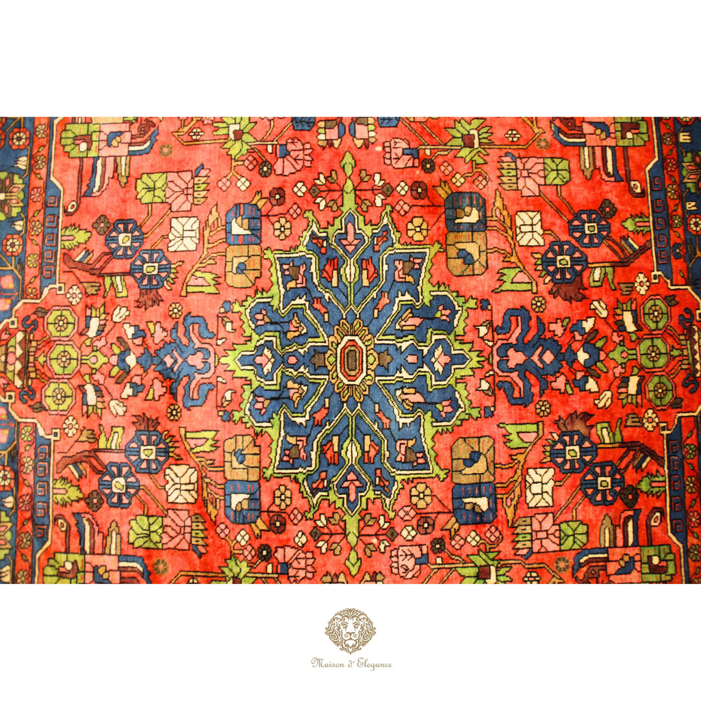 Alfombra Hamedan Cuadrada Medallón Central Lana Persa 206 x 198 cm