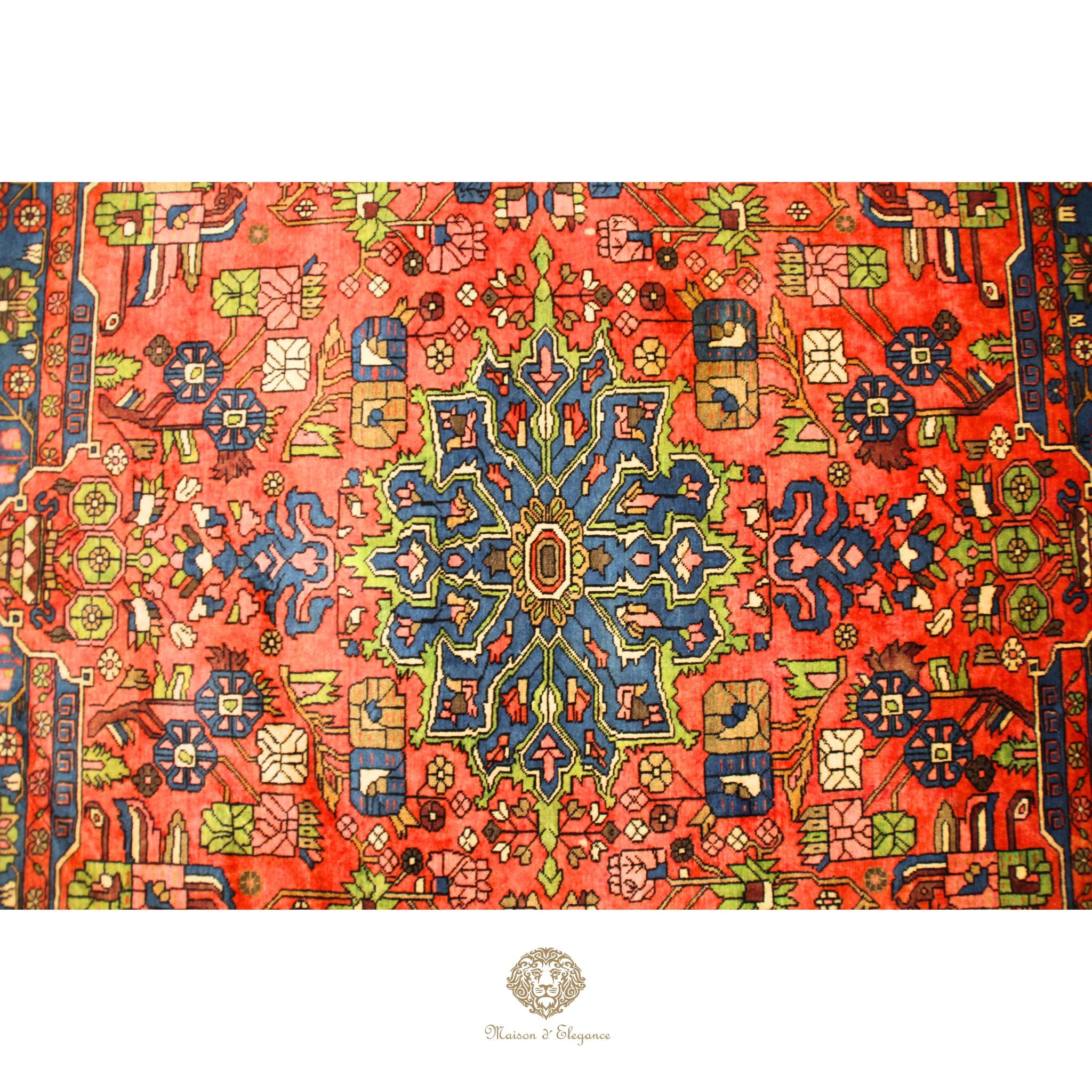 Alfombra Hamedan Cuadrada Medallón Central Lana Persa 206 x 198 cm