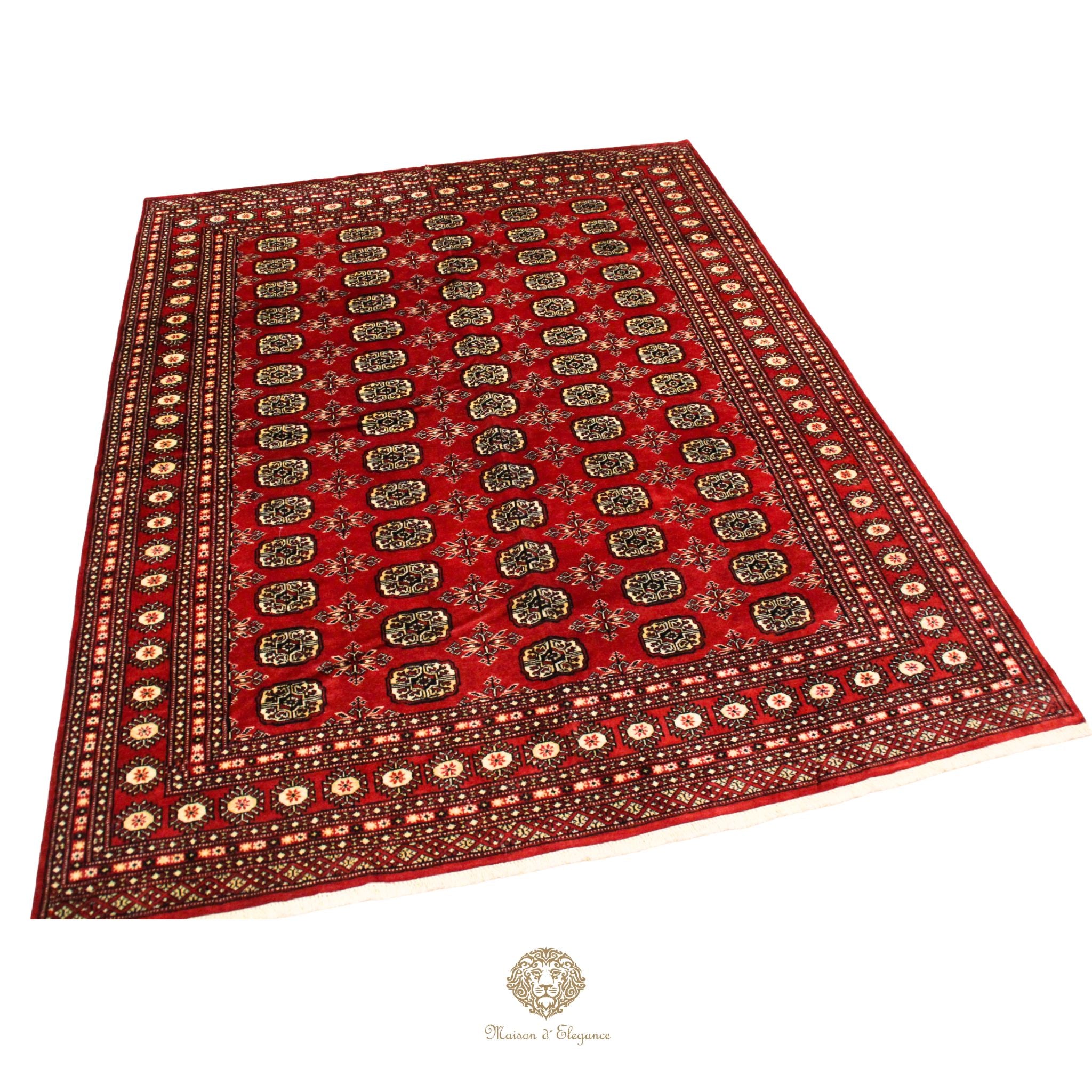 Alfombra Bukhara Lana Pata de Elefante Bordó Tradicional 258 x 199 cm