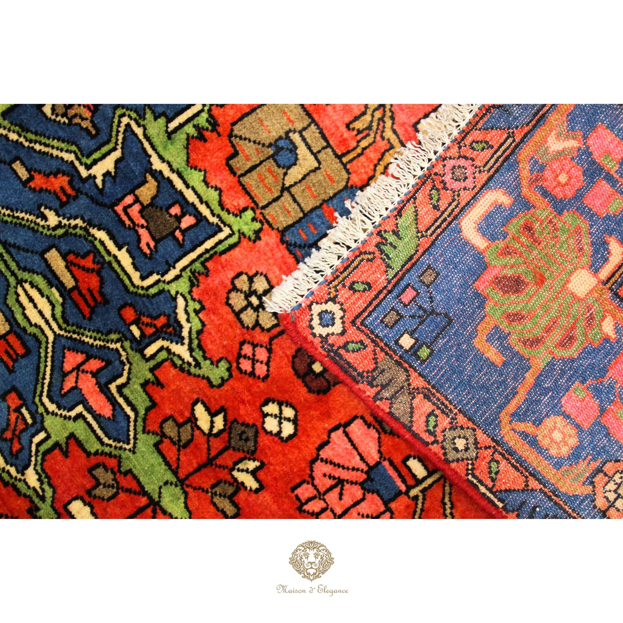 Alfombra Hamedan Cuadrada Medallón Central Lana Persa 206 x 198 cm