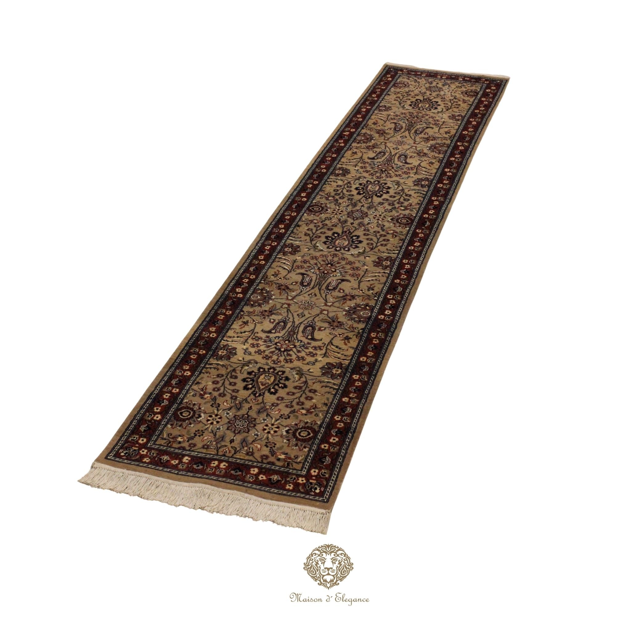 Caminero Oriental Tradicional Lana Pura - Alfombra Artesanal 404 x 75 cm