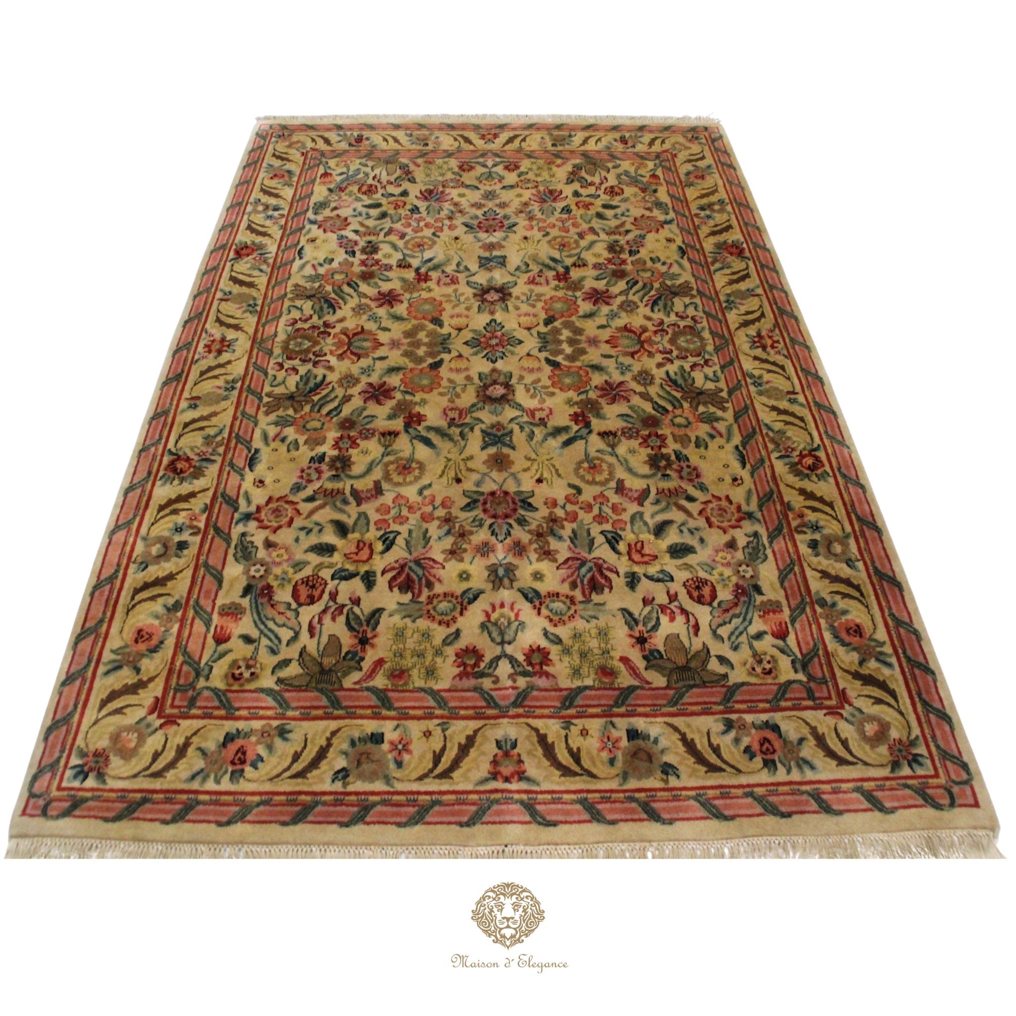 Alfombra Savonnerie Lana Diseño Floral Francés Hecha a Mano 264 x 170 cm