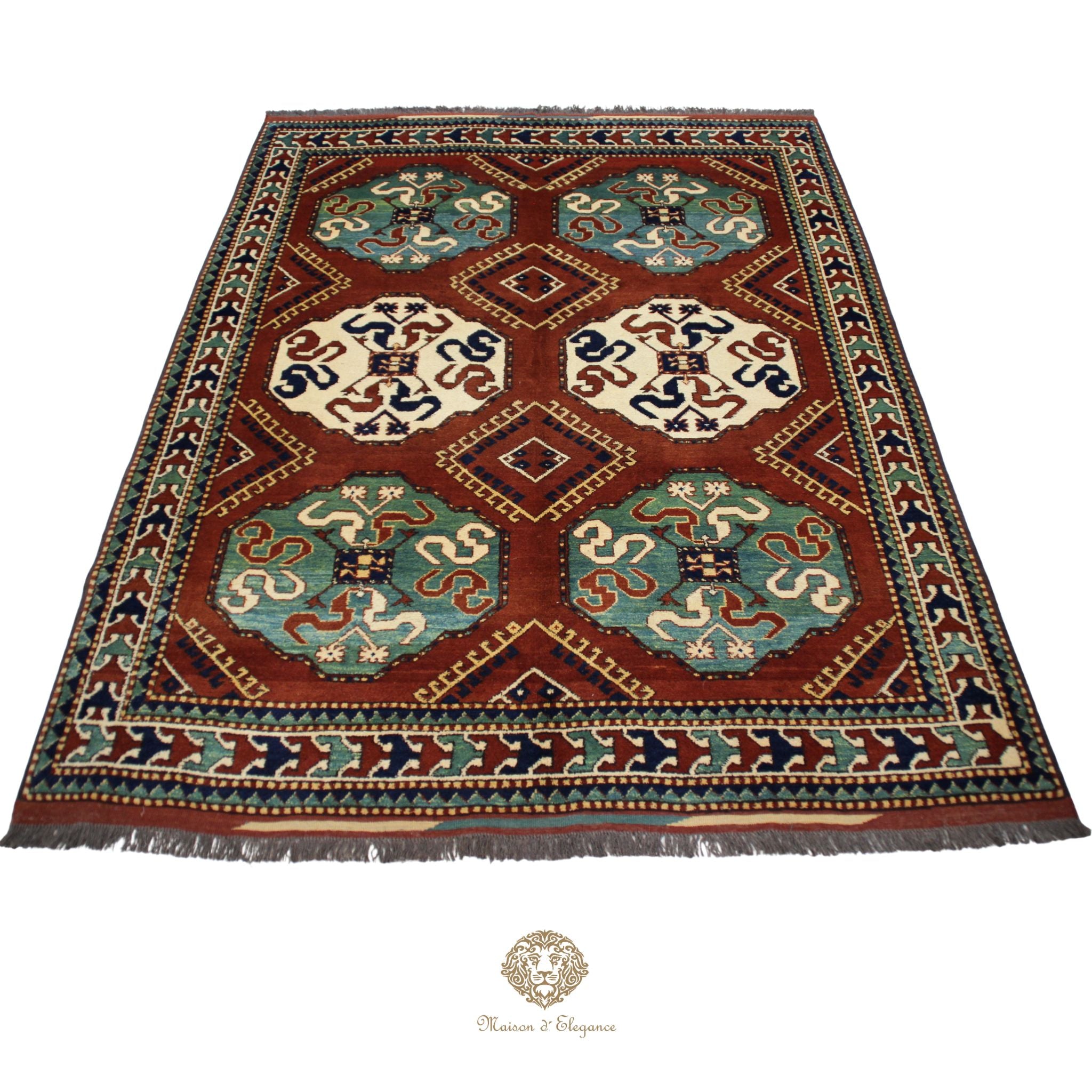 Alfombra Kasak Lana Fina - Tejido Artesanal 218 x 172 cm