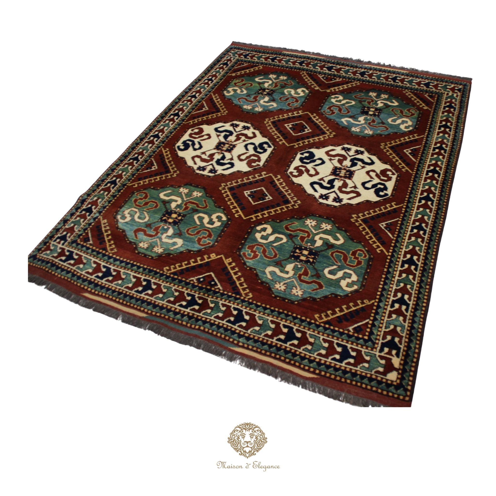 Alfombra Kasak Lana Fina - Tejido Artesanal 218 x 172 cm