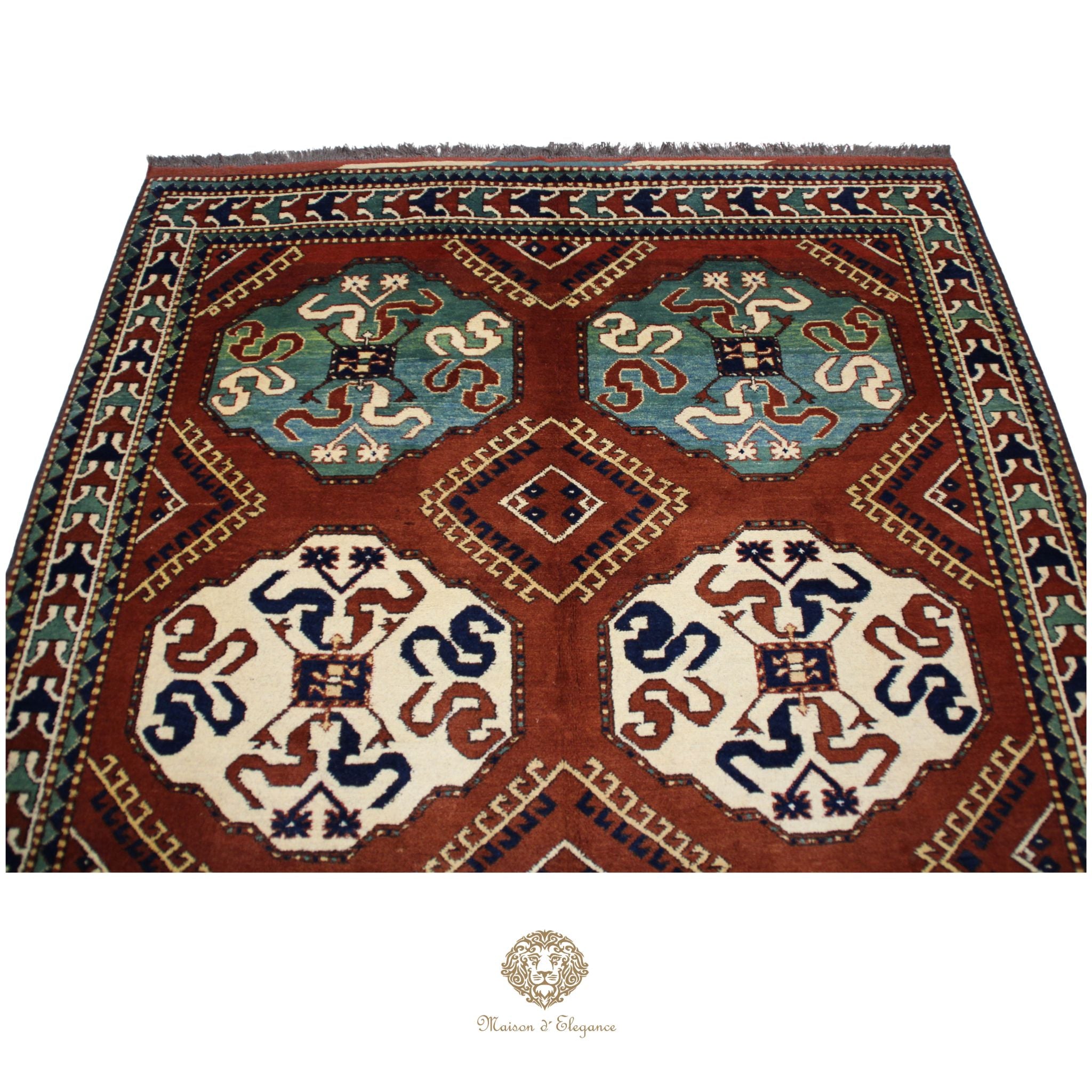 Alfombra Kasak Lana Fina - Tejido Artesanal 218 x 172 cm