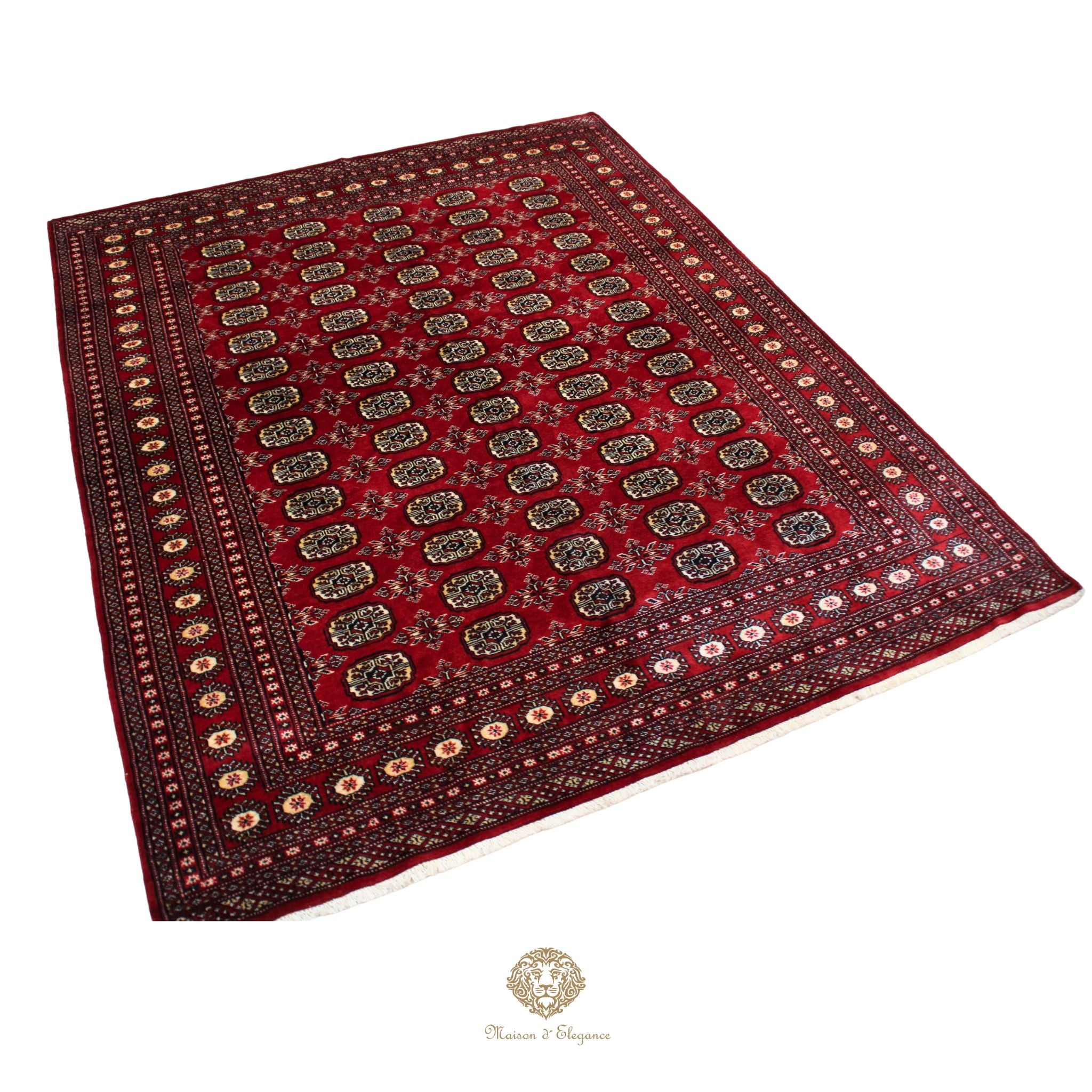 Red patterned rug on a white background