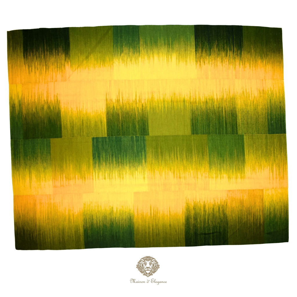 Alfombra Kelim Kia Sar Amarillo Verde Intenso Lana 252 x 202 cm