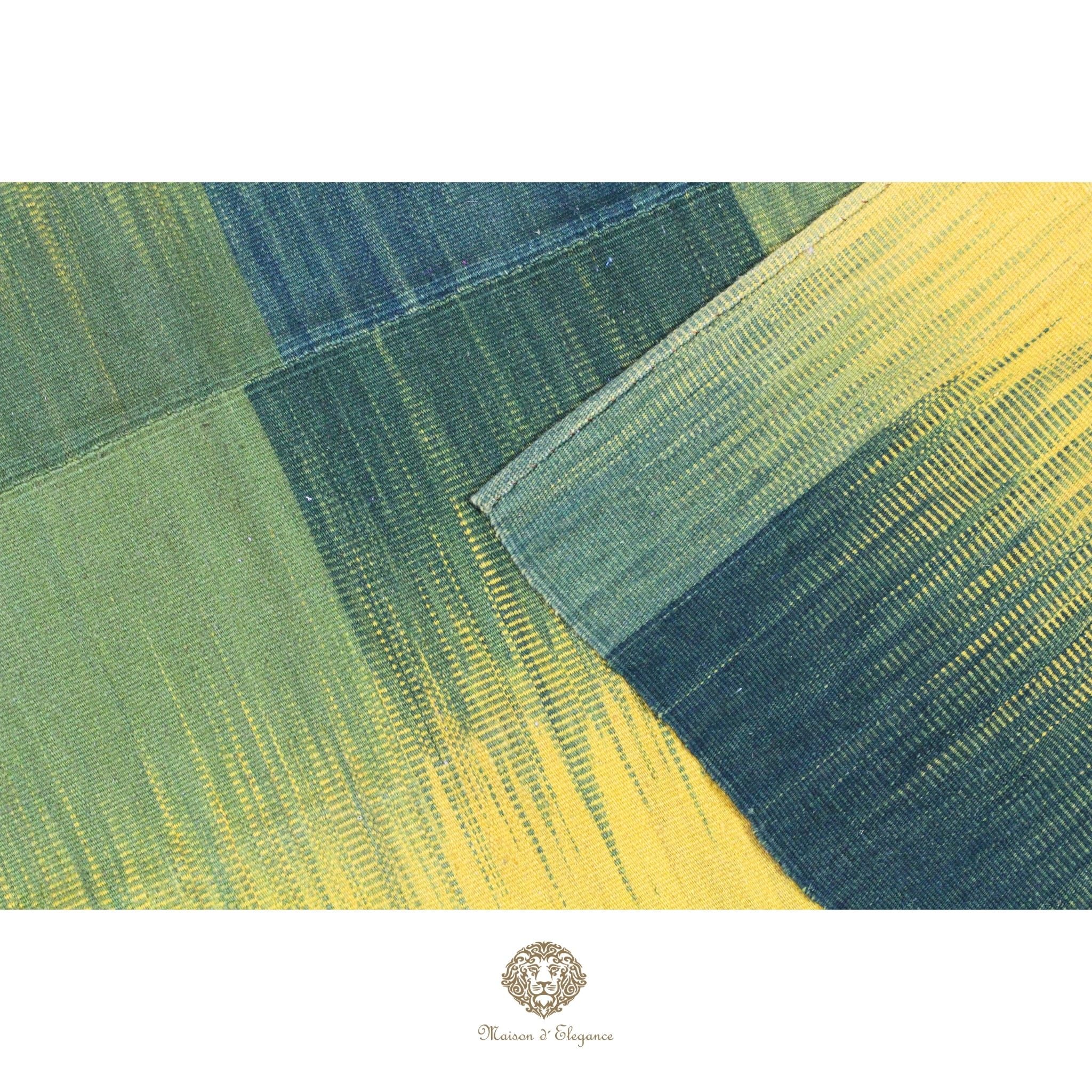 Alfombra Kelim Kia Sar Amarillo Verde Intenso Lana 252 x 202 cm