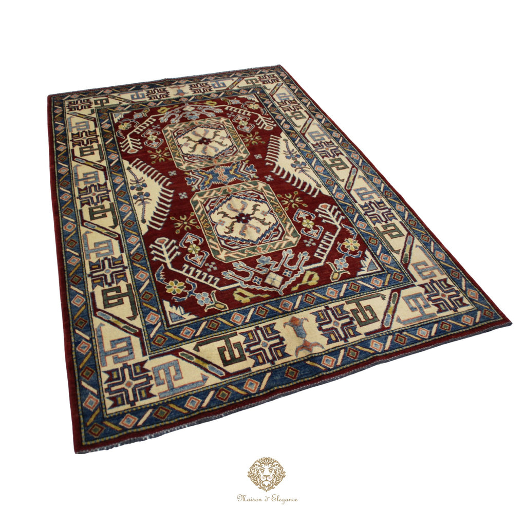Alfombra Kazak de Lana Tradicional Caucásica 247 x 171
