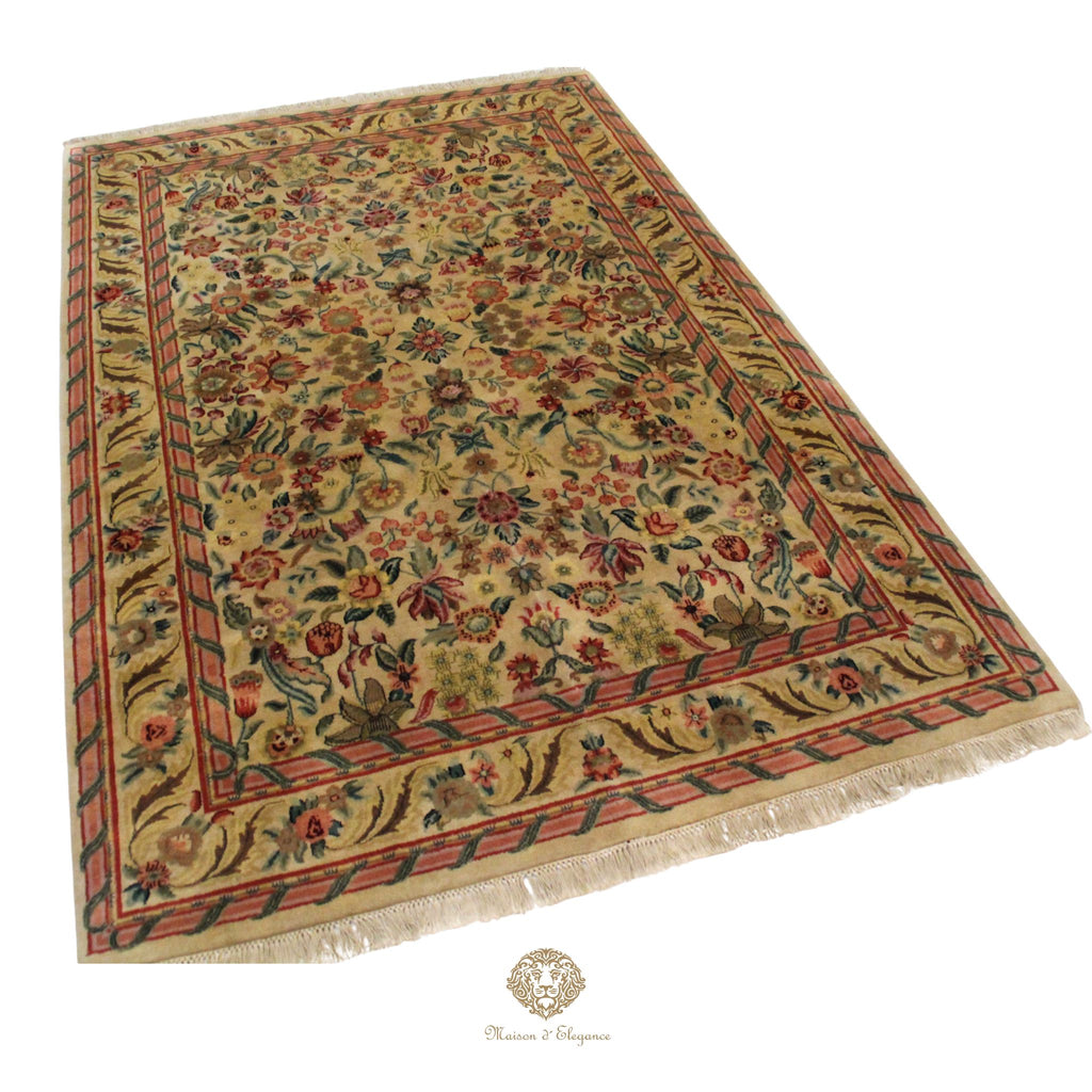 Alfombra Savonnerie Lana Diseño Floral Francés Hecha a Mano 264 x 170 cm