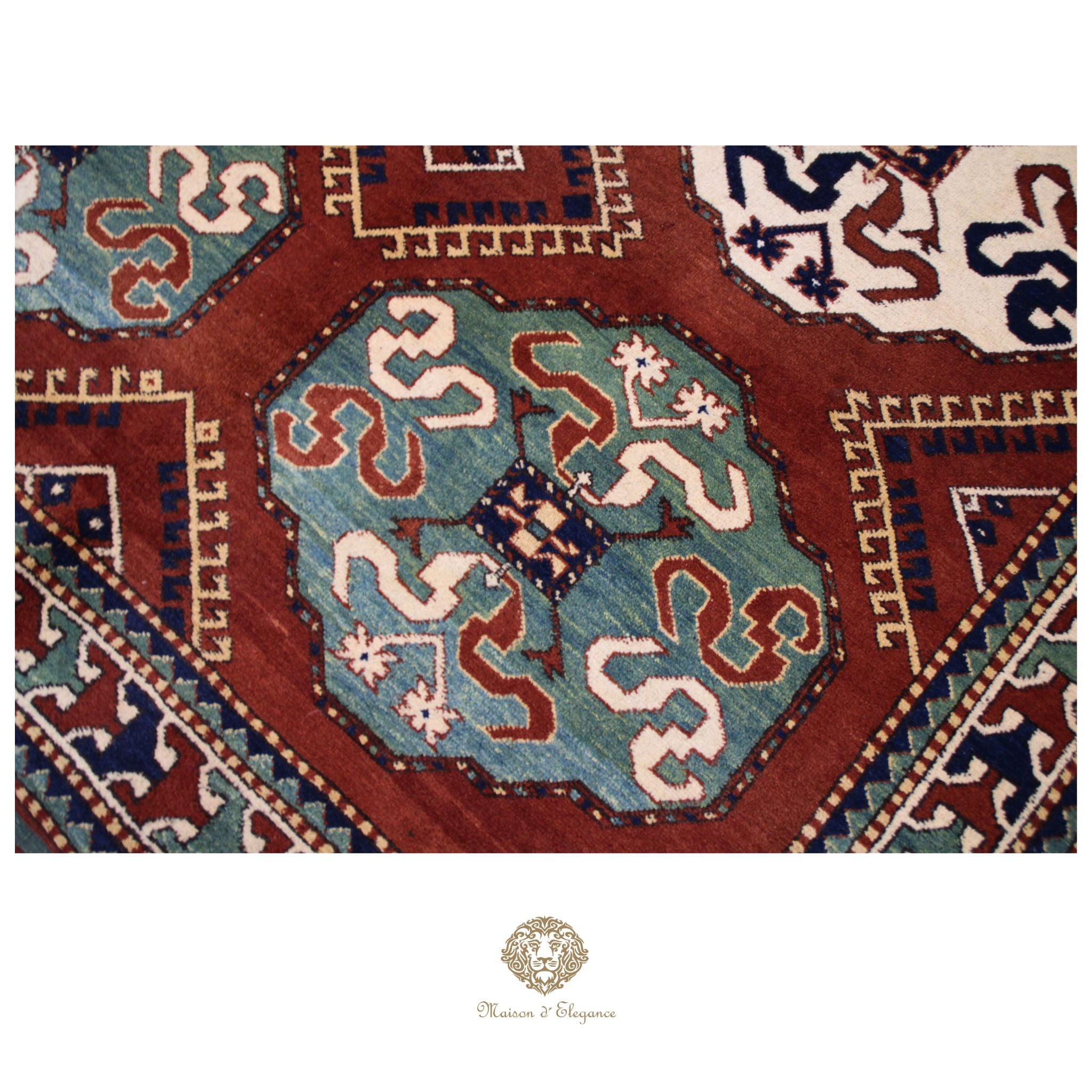 Alfombra Kasak Lana Fina - Tejido Artesanal 218 x 172 cm