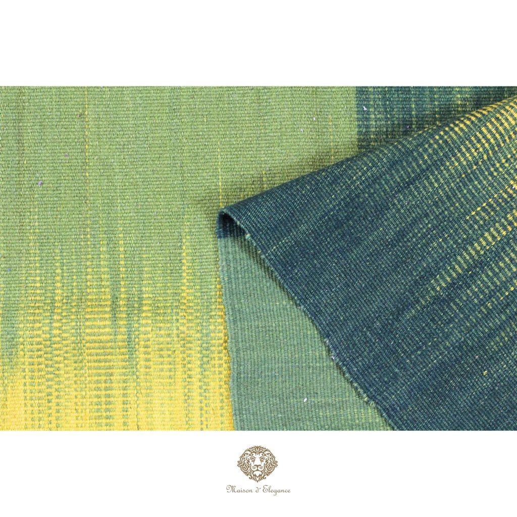 Alfombra Kelim Kia Sar Amarillo Verde Intenso Lana 252 x 202 cm