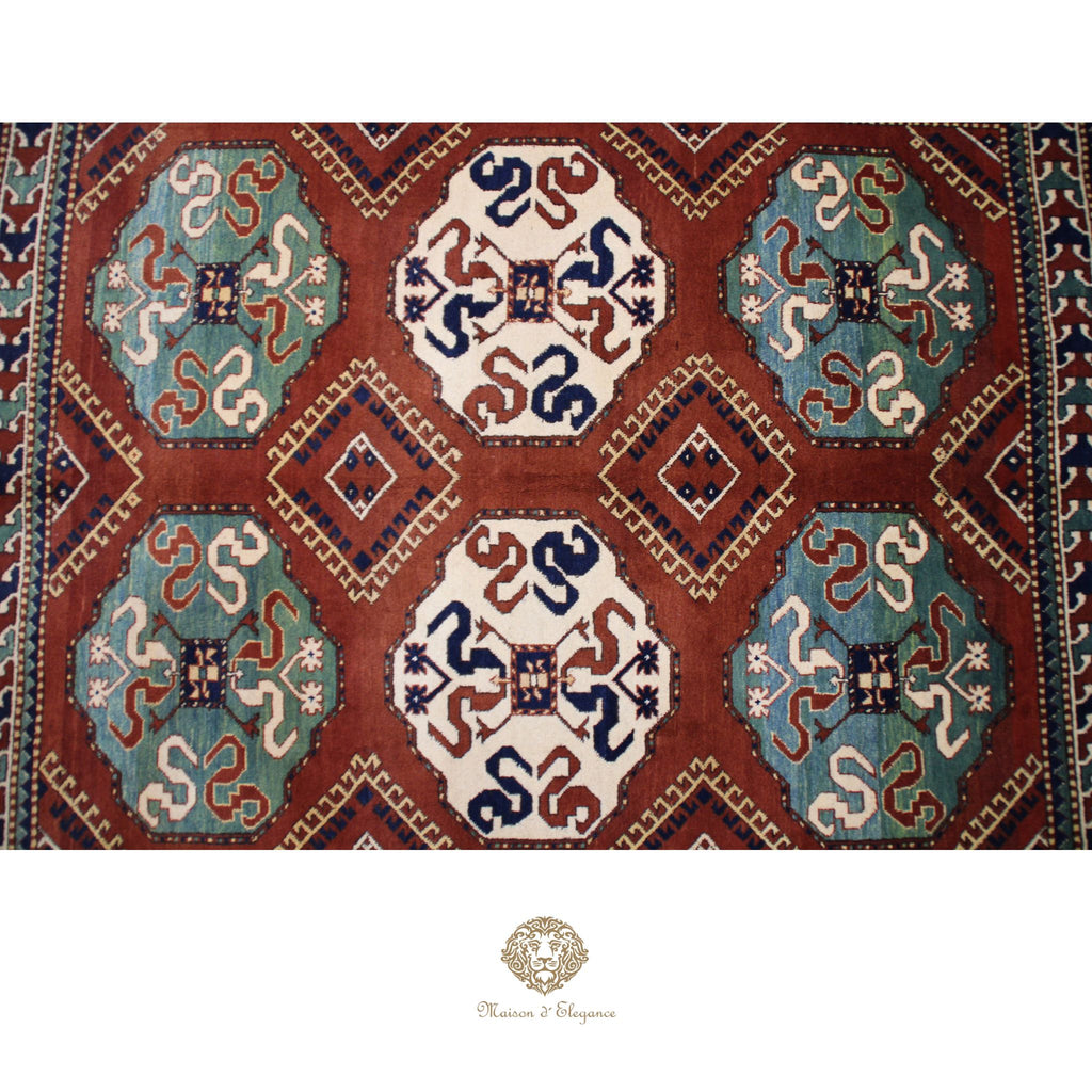 Alfombra Kasak Lana Fina - Tejido Artesanal 218 x 172 cm