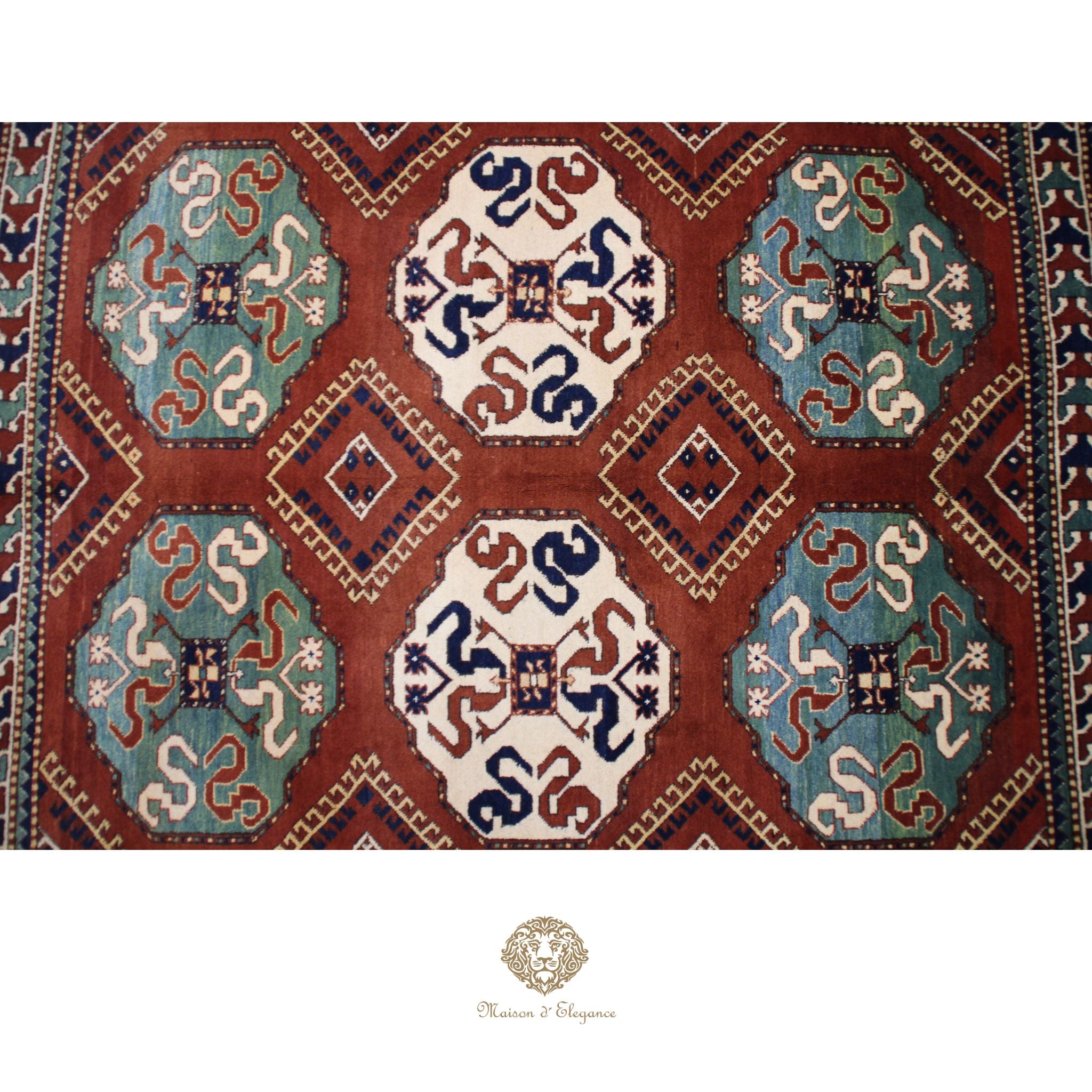 Alfombra Kasak Lana Fina - Tejido Artesanal 218 x 172 cm