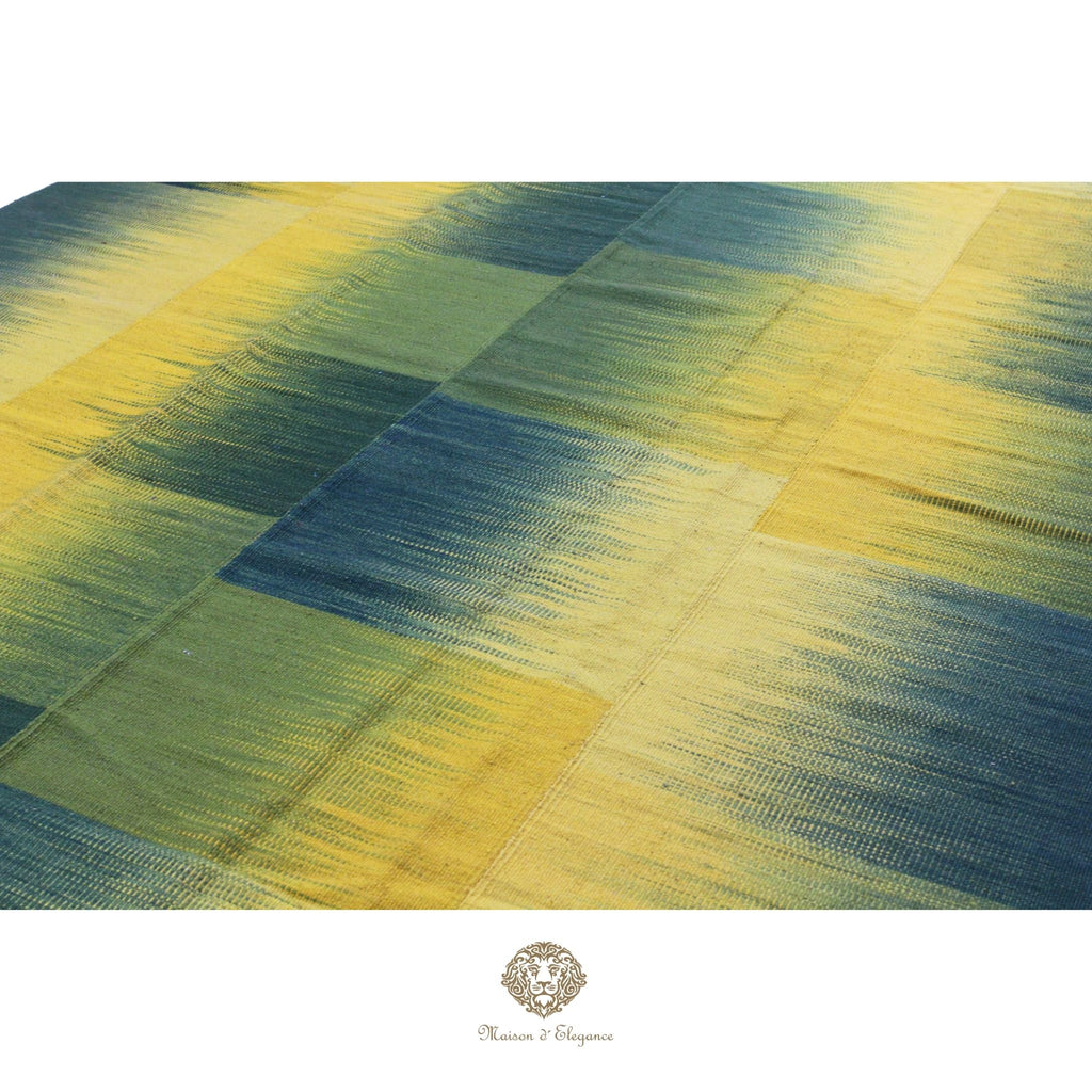 Alfombra Kelim Kia Sar Amarillo Verde Intenso Lana 252 x 202 cm