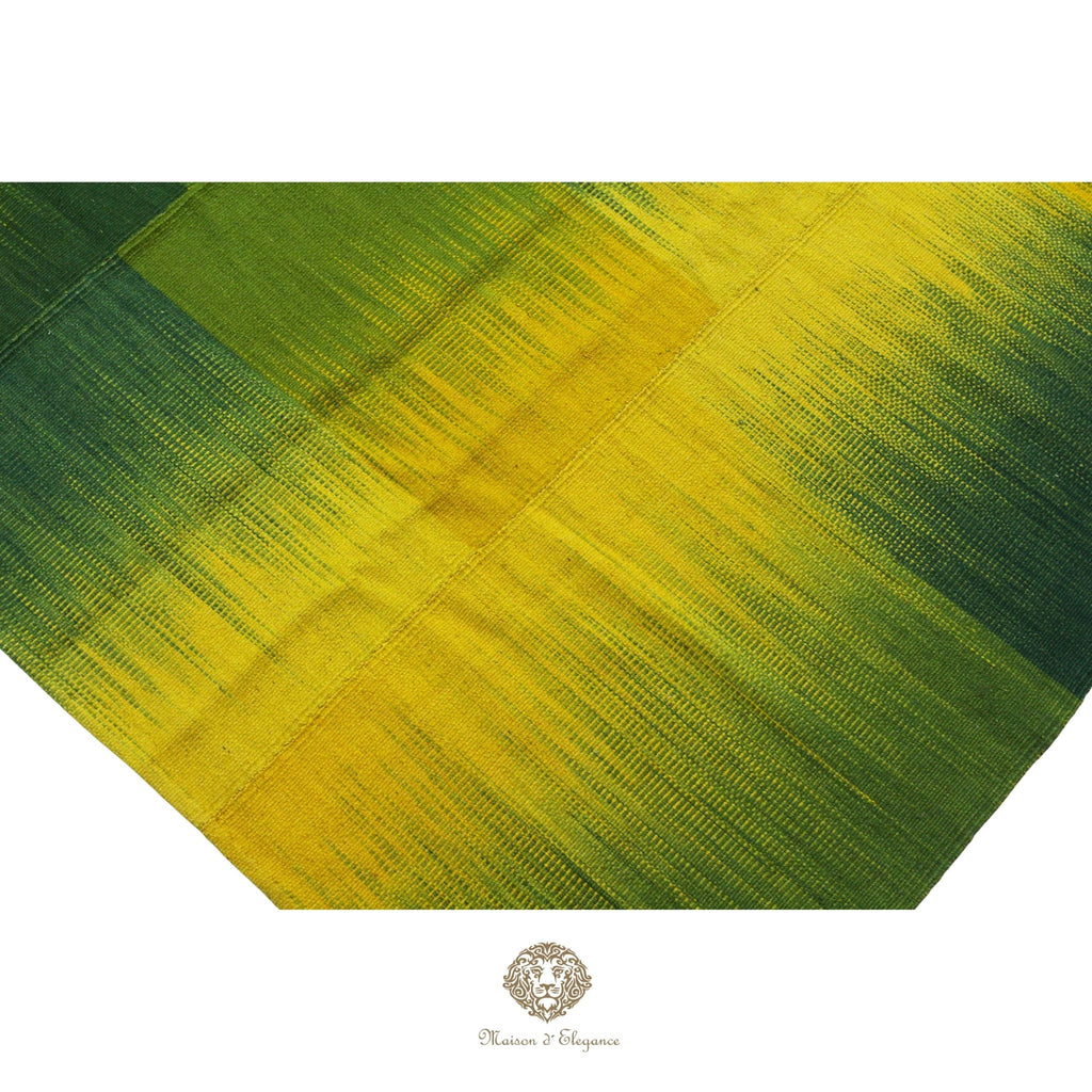 Alfombra Kelim Kia Sar Amarillo Verde Intenso Lana 252 x 202 cm