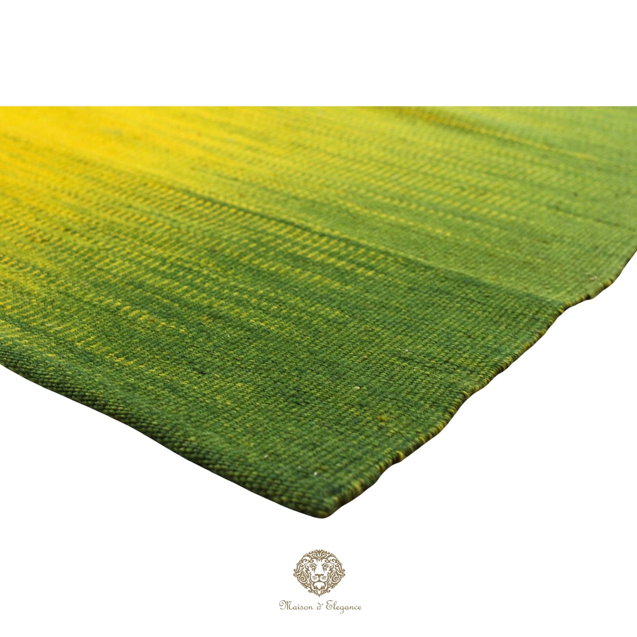 Alfombra Kelim Kia Sar Amarillo Verde Intenso Lana 252 x 202 cm