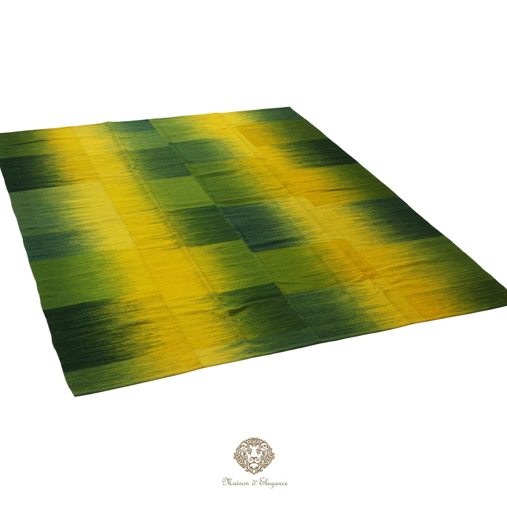 Alfombra Kelim Kia Sar Amarillo Verde Intenso Lana 252 x 202 cm