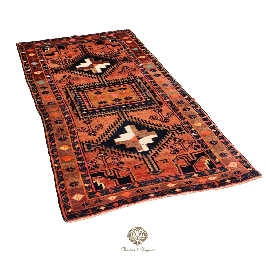 Alfombra Hamedan Lana Doble Centro Geométrico Persa 250 x 118 cm