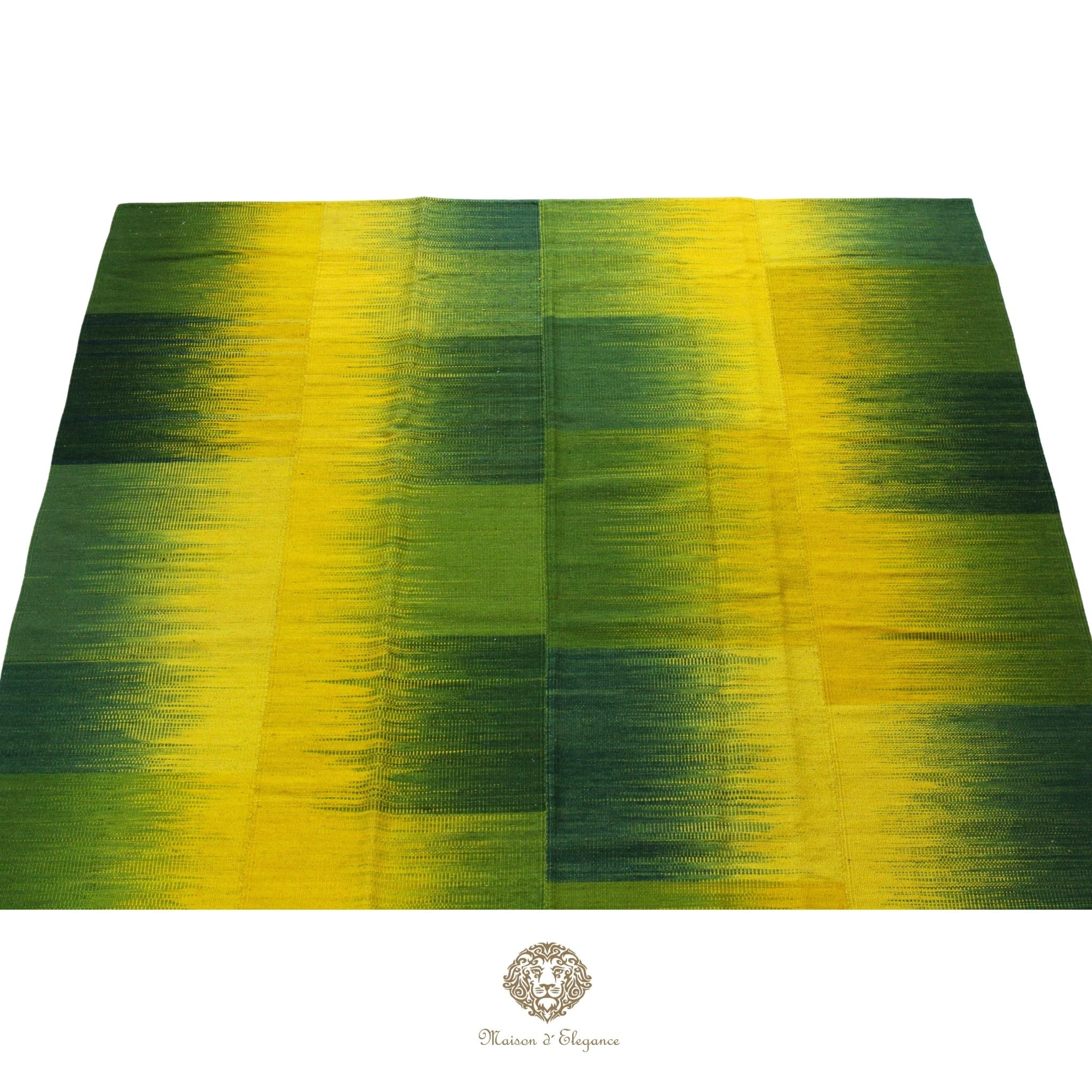Alfombra Kelim Kia Sar Amarillo Verde Intenso Lana 252 x 202 cm