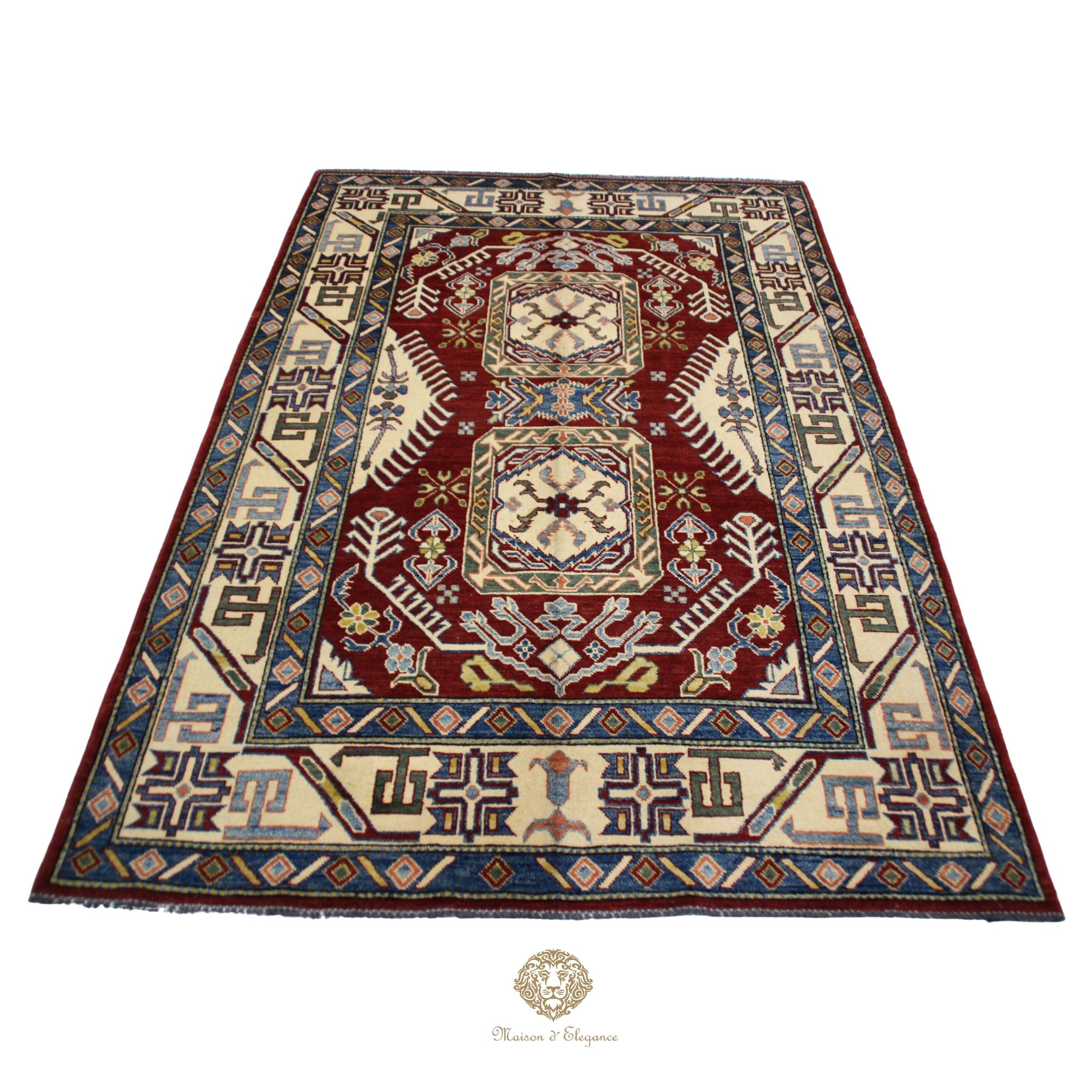 Alfombra Kazak de Lana Tradicional Caucásica 247 x 171