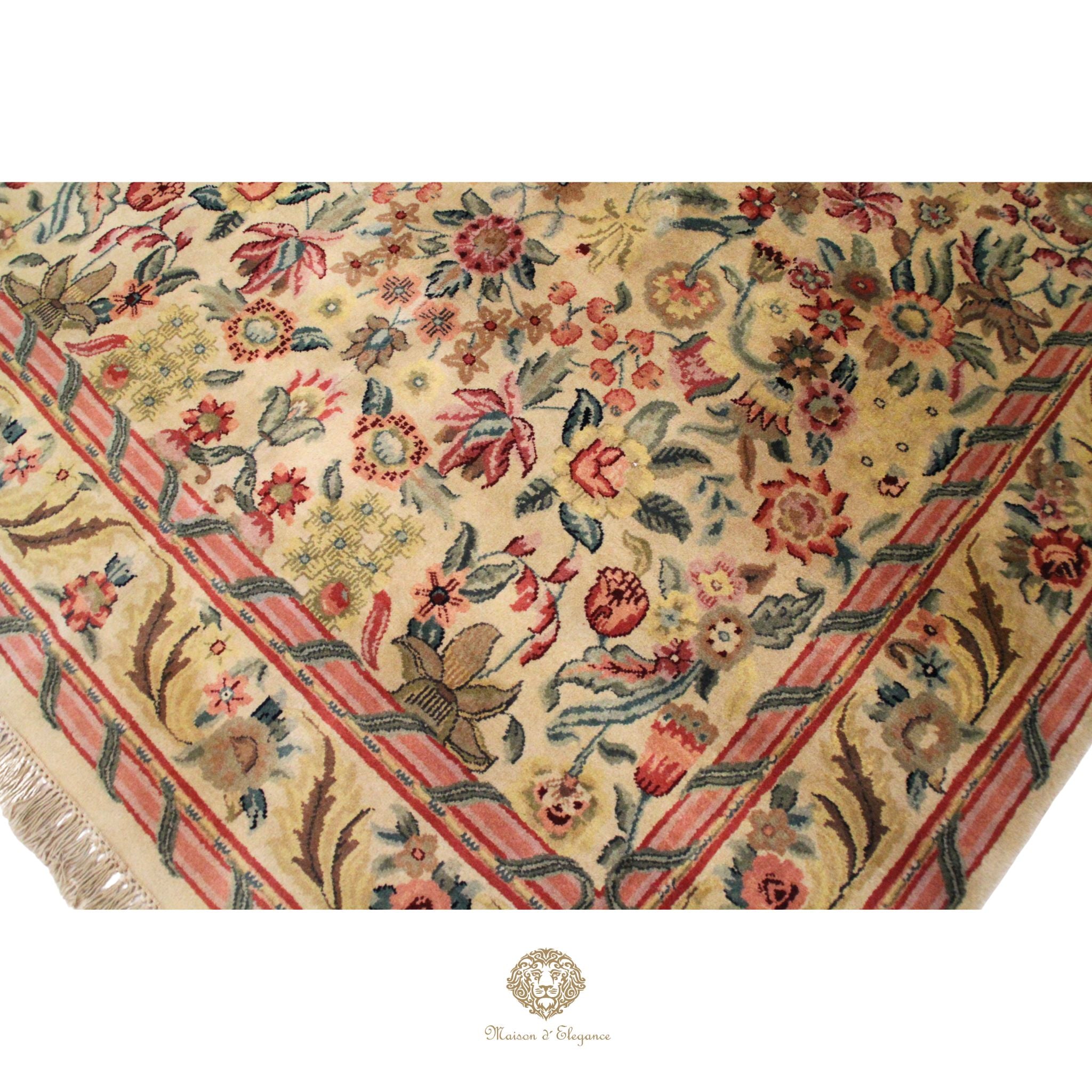 Alfombra Savonnerie Lana Diseño Floral Francés Hecha a Mano 264 x 170 cm