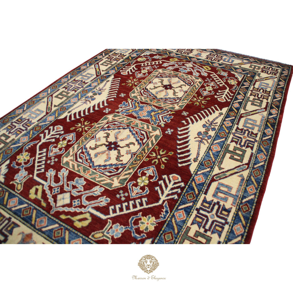 Alfombra Kazak de Lana Tradicional Caucásica 247 x 171