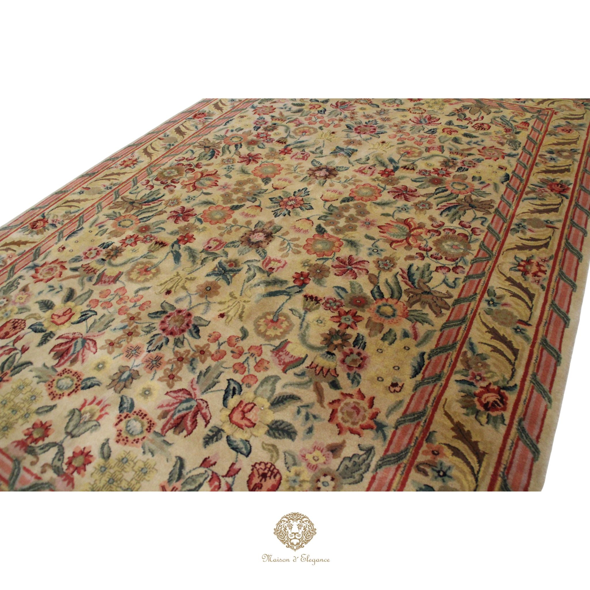 Alfombra Savonnerie Lana Diseño Floral Francés Hecha a Mano 264 x 170 cm