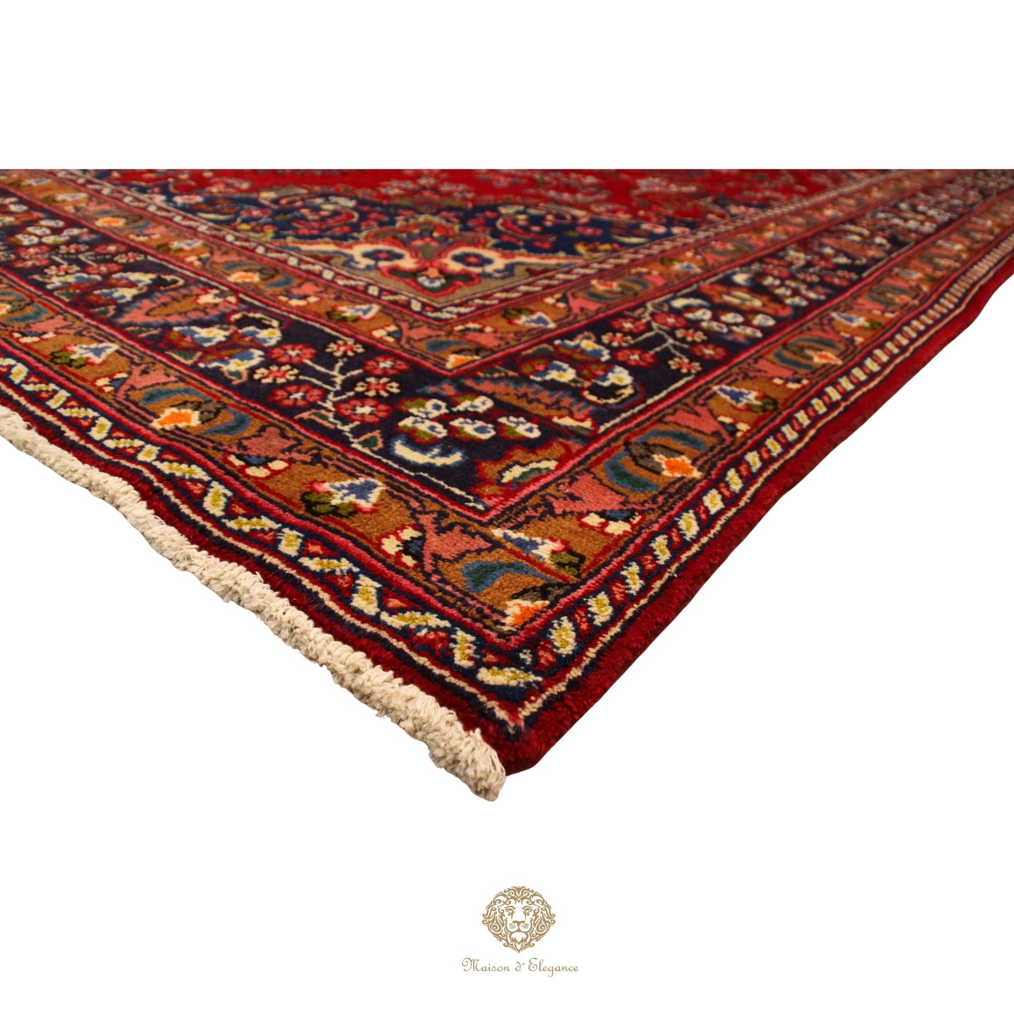 Traditional patterned rug with intricate designs on a white background