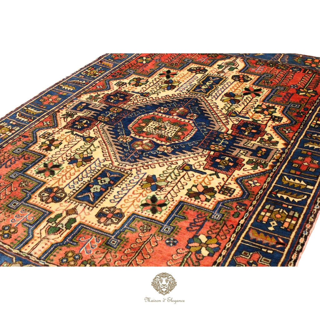 Alfombra Hamedan Lana Centro Geométrico Persa Tradicional 206 x 140 cm