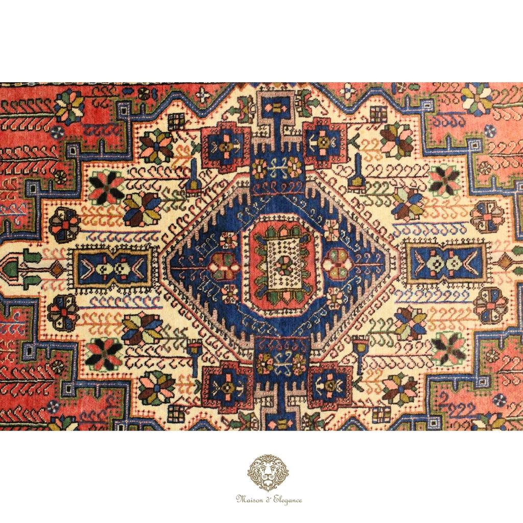 Alfombra Hamedan Lana Centro Geométrico Persa Tradicional 206 x 140 cm